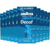 Lavazza Espresso Decaffeinato Koffiecups - 100 Nespresso Cups - Koffie Caffeïnevrij - Arabica & Robusta - Intensiteit: 7/13 - 10 x 10 Aluminium Capsules