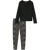 Schiesser Pyjama 'Modern Nightwear' zwart / wit