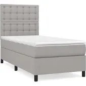 Syfax Boxspring met matras stof lichtgrijs 90x200 cm