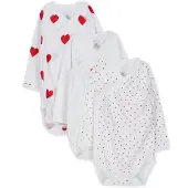 Petit Bateau Baby Rompers 3 Bodies Naiss Ml - Wit - Maat 62