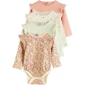 Next Rompertje/body ecru / pastelgroen / oudroze