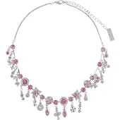 Behave – Bedelketting – Zilverkleurig – Roze kristallen – Chique