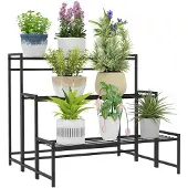 Outsunny plantenstandaard - metaal - 75L x 70B x 66H cm - zwart