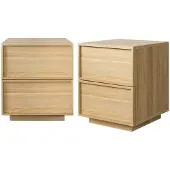 Sweeek Nachtkastje houtlook 2 lades (set van 2) Naturel