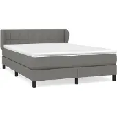 Syfax Boxspring met matras stof donkergrijs 140x200 cm
