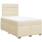 vidaXL Boxspring met matras stof crèmekleurig 120x190 cm