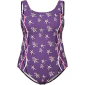 Ulla Popken Badpak geel / donkerlila / oudroze / zwart / offwhite