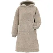 Unique living Oversized Teddy Fleece Hoodie Long Chateau Grey