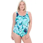 Ulla Popken Badpak navy / turquoise / pastelblauw