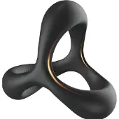 Power Escorts 3 Voudige Silicone Cockring Rekbaar Zwart