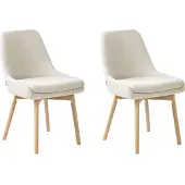 Beliani MELFORT - Eetkamerstoel - Gebroken wit - Polyester