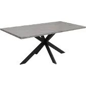 Mendler Eettafel -O55, keukentafel Eettafel, industrieel MDF metaal 180 cm ~ marmerlook grijs