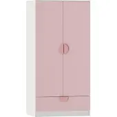 En.casa Kinderkast Sandnes kledingkast 123x60x40 cm wit en roze []