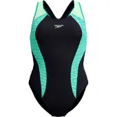 Speedo Placement Laneback Swimsuit Blauw UK 40 Vrouw