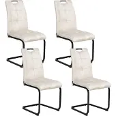 Beliani CISCO - Eetkamerstoel set van 4 - Lichtbeige - Polyester