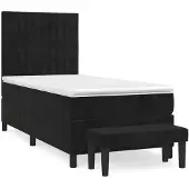 vidaXL Boxspring met matras fluweel zwart 90x200 cm