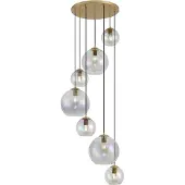 QAZQA Art Deco hanglamp goud met regenboog glas 7-lichts - Sandra
