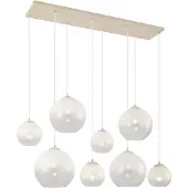 QAZQA Art Deco Hanglamp Beige met Wit Glas 8-Lichts - Sandra