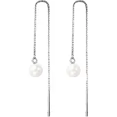Charme Bijoux Lange oorbellen-Zilver- Synthetische-parel doorsteek oorbellen- Wit