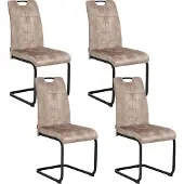Beliani CISCO - Eetkamerstoel set van 4 - Taupe - Polyester