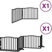 vidaXL Hondenhek inklapbaar 6 panelen 480 cm populierenhout zwart