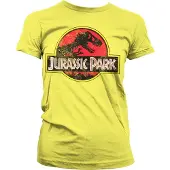 Jurassic Park Dames Tshirt -XL- Distressed Logo Geel