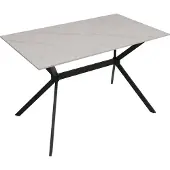 MCW Eettafel -O58, eettafel van gesinterd metaal, marmerlook 120 cm ~ wit