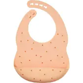 Nattou SILICONE Slabbetje met Opvangbakje - 21 cm - Perzik Patroon
