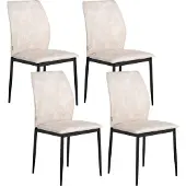Beliani ROCHEPORT - Eetkamerstoel set van 4 - Lichtbeige - Polyester