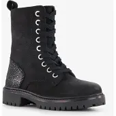 Groot suède meisjes veterboots zwart maat 28