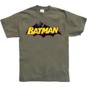 Batman T-shirt met retro-logo, olijfgroen