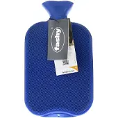 Fashy warm water kruik - enkelzijdig geribbeld - blauw - 2 liter