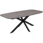 Mendler Eettafel -O56, tafel eettafel, MDF metaal 200x100cm ~ grijze steenlook