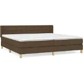 vidaXL Boxspring met matras stof donkerbruin 180x200 cm