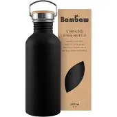 Bambaw 32 oz Waterfles, Zwarte Waterfles, Enkelwandige RVS Fles, Herbruikbaar