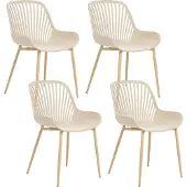 Beliani KLEVE - Set van 4 eetkamerstoelen - Beige - Synthetisch materiaal