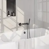 Brauer Stripe inbouw badkraan met badvulcombinatie en staafhanddouche gunmetal geborsteld PVD