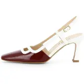 Evita Slingpumps 'Carmela' donkerrood / wit