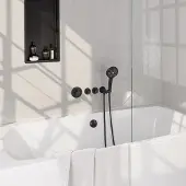 Brauer Stripe inbouw badkraan met badvulcombinatie en 3 standen handdouche zwart mat