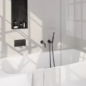 Brauer Stripe inbouw badkraan met drukknoppen en staafhanddouche zwart mat