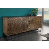 Invicta Massief dressoir ZEN CIRCLES 180cm donkerbruin mangohout 3D design - 44580