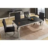 Invicta Design eettafel MODERN BAROK 180 cm zwart antraciet chroom keramiek marmer - 44366