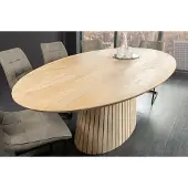 Invicta Ovale eettafel ART DECO 220 cm wit witgekalkt massief mangohout met zuilvoet - 44563