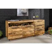 Invicta Massief dressoir IRON CRAFT 175 cm naturel mangohout met lades wijnrek - 44184