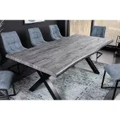 Invicta Industriële eettafel WILD 200cm grijs witgekalkt wild eiken design boomrand zwart X-poot - 45087