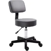 HOMCOM -Salonhocker-Kunstleder, Schaumstoff-Φ35 x H(72-84)cm-Grau