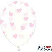Party Deco Partydeco - Ballonnen clear hartjes roze 50 stuks