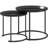 HOMCOM bijzettafel set - staal - Ø43 x 38H cm - zwart