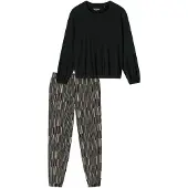Schiesser Pyjama 'Modern Nightwear' grijs / zwart
