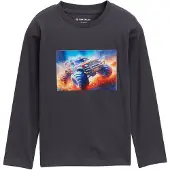 Tom Tailor - Shirt met lange mouwen en fotoprint - Maat 92/98 - coal grey